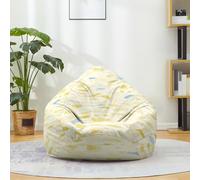 FANSU Pouf Poire, Couleur d'encre Éclaboussée Pouf sans Remplissage Sac Haricots Lavable, Canapé Chambre Soft Sac de Haricots pour Enfant, Adulte (Jaune,100x120cm)
