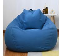FANSU Pouf Poire, Couleur Unie Pouf sans Remplissage Coton Lin Sac Haricots, Canapé Chambre Soft Sac de Haricots pour Enfant, Adulte (Bleu foncé,M-90x100cm)