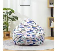 FANSU Pouf Poire Impression Pierre de Taille, Pouf sans Remplissage Sac Haricots Lavable Coton et Lin Canapé Chambre Soft Sac de Haricots pour Enfant, Adulte (Rose,90x110cm)