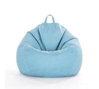 FANSU Pouf Poire sans Remplissage - Lin Couleur Unie Pouf pour Enfant Ado Adulte, Pouf Salon Chambre, Uniquement Housse Sac Haricots, Polyvalent Pouf de Rangement (M,Bleu Clair)