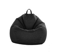 FANSU Pouf Poire sans Remplissage - Lin Couleur Unie pour Enfant, Ado, Adulte, Salon, Chambre - Housse Sac Haricots Polyvalent de Rangement (L, Noir)