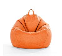 FANSU Pouf Poire sans Remplissage - Lin Couleur Unie pour Enfant, Ado, Adulte, Salon, Chambre - Uniquement Housse Sac Haricots, Polyvalent de Rangement (L, Orange)
