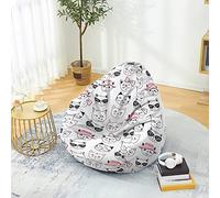 FANSU Pouf Poire sans Remplissage, Pouf pour Enfant Ado Adulte, 3D Motif Chat Pouf Salon Chambre Uniquement Housse Sac Haricots, Polyvalent Pouf de Rangement (90x110cm,Chat Cool)