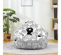 FANSU Pouf Poire sans Remplissage, Pouf pour Enfant Ado Adulte, Pouf Salon Chambre Soft, 3D Chat Imprimer Sac Haricots, Polyvalent Pouf de Rangement (70x80cm,Pattes de Chat Noir Blanc)