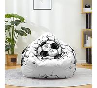 FANSU Pouf Poire sans Remplissage, Pouf pour Enfant Ado Adulte, Pouf Salon Chambre Soft, 3D Football Imprimer Sac Haricots, Polyvalent Pouf de Rangement (100x120cm,Smashing Wall Football)