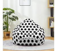 FANSU Pouf Poire Sans Remplissage Pour Enfant, Ado, Adulte - Salon Chambre Soft 3D Football Imprimer Sac Haricots - Polyvalent Rangement (80x90cm, Petit Ballon de Football)