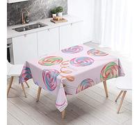 FANSU Rectangulaire Nappe de Table Beignet de Dessert 3D Style, Anti Tache Imperméable Résistant Lavable pour Salle à Manger/Jardin/Extérieur Intérieur (Guimauve Rose,140x220cm)