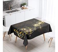 FANSU Rectangulaire Nappe de Table la Musique 3D Style, Anti Tache Imperméable Résistant Lavable pour Salle à Manger/Jardin/Extérieur Intérieur (Or Noir,140x260cm)