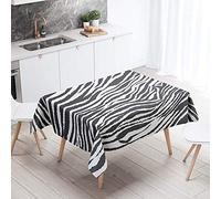 FANSU Rectangulaire Nappe de Table Léopard de la Mode 3D Style, Anti Tache Imperméable Résistant Lavable pour Salle à Manger/Jardin/Extérieur Intérieur (Motif zèbre Noir et Blanc,100x140cm)