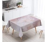 FANSU Rectangulaire Nappe de Table marbre 3D Style, Anti Tache Imperméable Résistant Lavable pour Salle à Manger/Jardin/Extérieur Intérieur (Orange Clair,140x200cm)