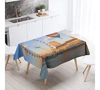 FANSU Rectangulaire Nappe de Table montgolfière 3D Style, Anti Tache Imperméable Résistant Lavable pour Salle à Manger/Jardin/Extérieur Intérieur (Lever du Soleil,140x220cm)
