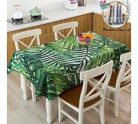 FANSU Rectangulaire Nappe de Table Plantes Vertes Nordiques Style, Anti Tache Imperméable Résistant Lavable pour Salle à Manger/Jardin/Extérieur Intérieur (100x140cm,Feuille De Palmier)