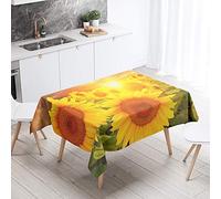 FANSU Rectangulaire Nappe de Table Tournesol 3D Style, Anti Tache Imperméable Résistant Lavable pour Salle à Manger/Jardin/Extérieur Intérieur (lumière du Soleil,140x200cm)