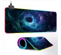 FANSU RGB Tapis de Souris Gaming 14 Modes 7 Couleurs Lumineuse Tapis de Souris 3D Univers Tourbillon Antidérapante sous Main Bureau pour Clavier et Souris, Gamer Mouse Pad (Style 15,400x450x4mm)