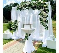 FANSU Rideau Arche de Mariage, Rideau de Fond en Tulle Tenture Tulle Mariage 1 Panneaux Voilage Tenture Voilage Drapés en Mousseline pour Décoration Cérémonie Toile de Fond (Blanc,0.76x8m)