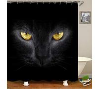 FANSU Rideau de Douche Lavable Résistant à l'eau Anti-moisissure, 3D Imprimé Polyester Rideaux de Salle de Bain Facile à Nettoyer avec 12 Crochets Décor À Maison (Chat,180x200cm)