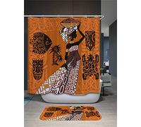 FANSU Rideau de Douche Lavable Résistant à l'eau Anti-moisissure, 3D Imprimé Polyester Rideaux de Salle de Bain Facile à Nettoyer avec 12 Crochets Décor À Maison (Afrique,150x180cm)