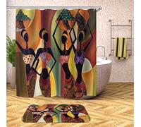 FANSU Rideau de Douche Lavable, Style Africain 3D Imprimé Polyester Rideaux de Salle de Bain Facile à Nettoyer avec 12 Crochets Résistant à l'eau Anti-moisissure Décor À Maison (B,180x200cm)