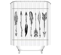 FANSU Rideau de Douche Tissu Lavable, Polyester Rideaux de Salle de Bain Facile à Nettoyer avec 12 Crochets Résistant à l'eau Anti-moisissure Décor À La Maison Accessoires (Plume de flèche,90x180cm)