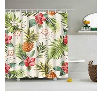FANSU Rideau de Douche Tissu Lavable, Rideaux de Salle de Bain Facile à Nettoyer avec 12 Crochets Résistant à l'eau Anti-moisissure Décor À La Maison Accessoires (Ananas,180x200cm)