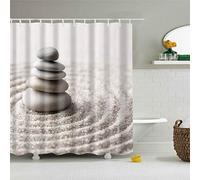 FANSU Rideau de Douche Tissu Lavable, Rideaux de Salle de Bain Facile à Nettoyer avec 12 Crochets Résistant à l'eau Anti-moisissure Décor À La Maison Accessoires (Petite Pierre,90x180cm)