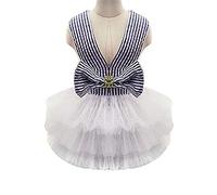 FANSU Robe De pour Chien Impression Style Rayé Jupe De GâTeau Robe n?UD en Gaze Tutu Jupe Princesse Robes De Mariage Chihuahua VêTements Jeu de rôle (S,Rayé Blanc)