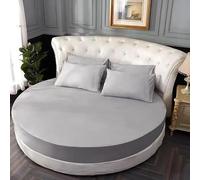 FANSU Rond Drap Housse 220x220, Gris Clair Coton Drap-Housse avec Élastique Complet, Respirant Doux, Bed Sheets Convient pour Matelas Jusqu'à 25 cm