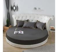 FANSU Rond Drap Housse 220x220, Gris Foncé Coton Drap-Housse avec Élastique Complet, Respirant Doux, Bed Sheets Convient pour Matelas Jusqu'à 25 cm