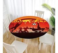 FANSU Ronde Nappes avec Bord Élastique,Nappe de Table Ronde Anti Tache Intérieur Extérieur Couverture de Table Élastique pour Restaurant, Cuisine (Diamètre 150cm,Carnaval du Foot)