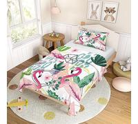 FANSU Rose Parure de Lit pour Enfants Filles avec Motif Flamant Housse de Couette et Taie d'oreiller, 2 pièces Ensemble de Literie en Microfibre avec Fermeture éclair (120x150cm,Cactus)