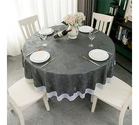 FANSU Rustique Nappe PVC Ronde Style Pastoral avec Dentelle Imperméable Plastique Étanche et Résistant à l'huile Toile Cirée, pour Extérieur, Jardin, Facile à Entretenir (180cm,Fleur Rouge)