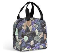 FANSU Sac Isotherme Repas pour Homme Femme, Impression sur Pierre Sac Isotherme Repas Enfant, Lunch Bag Partable avec Feuille d'Aluminium Isolée, Lunch Bag Pliable pour Bureau (Violet,22x20x13cm)