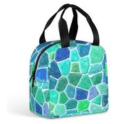 FANSU Sac Isotherme Repas pour Homme Femme, Impression sur Pierre Sac Isotherme Repas Enfant, Lunch Bag Partable avec Feuille d'Aluminium Isolée, Lunch Bag Pliable pour Bureau (Vert 1,22x20x13cm)