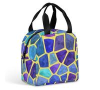 FANSU Sac Isotherme Repas pour Homme Femme, Impression sur Pierre Sac Isotherme Repas Enfant, Lunch Bag Partable avec Feuille d'Aluminium Isolée, Lunch Bag Pliable pour Bureau (Multicolore,22x20x13cm)