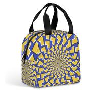 FANSU Sac Isotherme Repas pour Homme Femme, Impressions Abstraites Sac Isotherme Repas Enfant, Lunch Bag Partable avec Feuille d'Aluminium Isolée, Lunch Bag Pliable pour Bureau (Jaune 1,22x20x13cm)