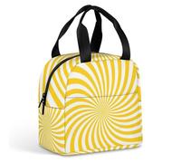 FANSU Sac Isotherme Repas pour Homme Femme, Impressions Abstraites Sac Isotherme Repas Enfant, Lunch Bag Partable avec Feuille d'Aluminium Isolée, Lunch Bag Pliable pour Bureau (Jaune 2,22x20x13cm)