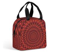 FANSU Sac Isotherme Repas pour Homme Femme, Impressions Abstraites Sac Isotherme Repas Enfant, Lunch Bag Partable avec Feuille d'Aluminium Isolée, Lunch Bag Pliable pour Bureau (Rouge,22x20x13cm)
