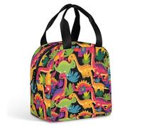 FANSU Sac Isotherme Repas pour Homme Femme, Imprimé Dinosaure Sac Isotherme Repas Enfant, Lunch Bag Partable avec Feuille d'Aluminium Isolée, Lunch Bag Pliable pour Bureau (Coloré,22x20x13cm)
