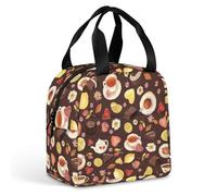 FANSU Sac Isotherme Repas pour Homme Femme, Imprimés pour le thé de l'après-midi Sac Isotherme Repas Enfant, Lunch Bag Partable avec Feuille d'Aluminium Isolée, Lunch Bag (Marron,22x20x13cm)