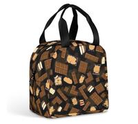 FANSU Sac Isotherme Repas pour Homme Femme, Imprimés pour le thé de l'après-midi Sac Isotherme Repas Enfant, Lunch Bag Partable avec Feuille d'Aluminium Isolée, Lunch Bag (Café,22x20x13cm)