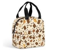 FANSU Sac Isotherme Repas pour Homme Femme, Imprimés pour le thé de l'après-midi Sac Isotherme Repas Enfant, Lunch Bag Partable avec Feuille d'Aluminium Isolée, Lunch Bag (Beige,22x20x13cm)