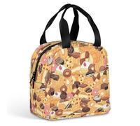 FANSU Sac Isotherme Repas pour Homme Femme, Imprimés pour le thé de l'après-midi Sac Isotherme Repas Enfant, Lunch Bag Partable avec Feuille d'Aluminium Isolée, Lunch Bag (Orange,22x20x13cm)