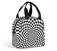 FANSU Sac Isotherme Repas pour Homme Femme,Sac Isotherme Repas Enfant,Lunch Bag 3D Coloré avec Feuille d'Aluminium Isolée,Lunch Bag Pliable pour Bureau,Pique,Voyage (Noir Blanc,Taille unique)