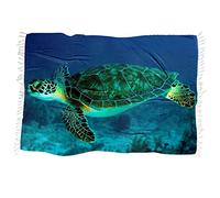 FANSU Serviette de Plage Grande Taille Anti Sable, Imprimé Tortue Serviettes de Plage à Séchage Rapide Drap de Plage Microfibre Serviette de Bain avec Frange (244x150cm,Animaux Marins)