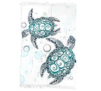 FANSU Serviette de Plage Grande Taille Anti Sable, Imprimé Tortue Serviettes de Plage à Séchage Rapide Drap de Plage Microfibre Serviette de Bain avec Frange (200x150cm,Tortue de mer)