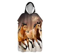 FANSU Serviette de Poncho à Capuche Microfibre Peignoir Serviette De Séchage Rapide for Adultes Plage Plongée Serviettes de Bain à Capuchon Bain de Plage Surf (Cheval Brun,80x145cm)