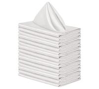 FANSU Serviettes de Table en Tissu, Douces Polyester et Coton Serviettes de Table Lavable et Réutilisable Serviettes en Tissu pour événements, dîners, Mariages (Blanc,50x 50cm/Set of 20)