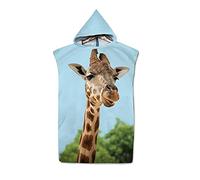 FANSU Surf Poncho de Bain Poncho de Plage, Unisexe Microfibre sans Manches Peignoir de Piscine Serviette pour Adulte Hommes et Femmes Serviette à Changement (75x110cm,Girafe Brune)