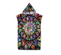 FANSU Surf Poncho de Bain Poncho de Plage, Unisexe Microfibre sans Manches Peignoir de Piscine Serviette pour Adulte Hommes et Femmes Serviette à Changement (Fleurs Multicolores,65x75cm)