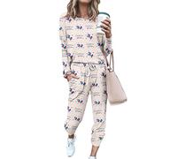 FANSU Survêtement Femme Ensemble de Sport 2 Pièce, Licorne Arc-en-ciel Casual Manches Longues Pullover Sweatshirt + Pantalon avec Poches Pyjama pour Jogging Gym Yoga Taille Grande